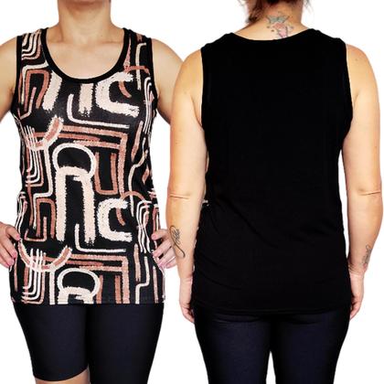 Imagem de Kit 2 Camisetas Femininas Regatas Básicas Peças Sortidas Costas em Preto Viscolycra PP ao Plus Size