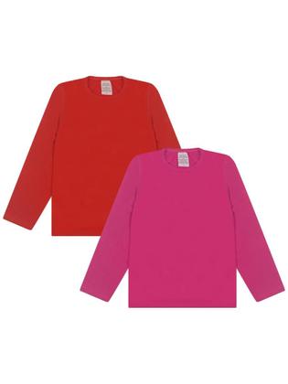 Imagem de Kit 2 Camisetas infantil Menina Proteção Manga Longa camisa termica menina verão moda praia para meninas