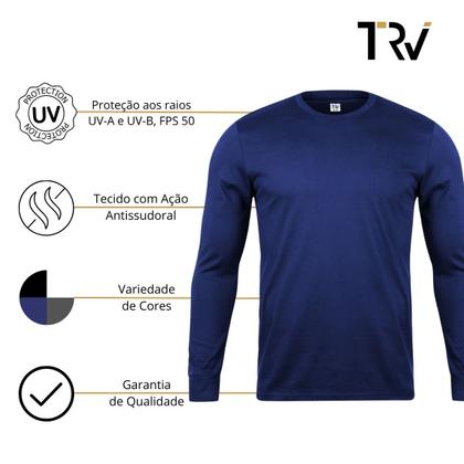 Kit 2 Camisetas Manga Longa Masculina Proteção UV Dry Fit 50 - TRV Imagem de Kit 2 Camisetas Manga Longa Masculina Proteção UV Dry Fit 50