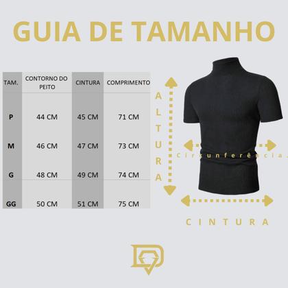 Imagem de Kit 2 Camisetas Masculina Slim Canelada Gola Alta Manga Curta