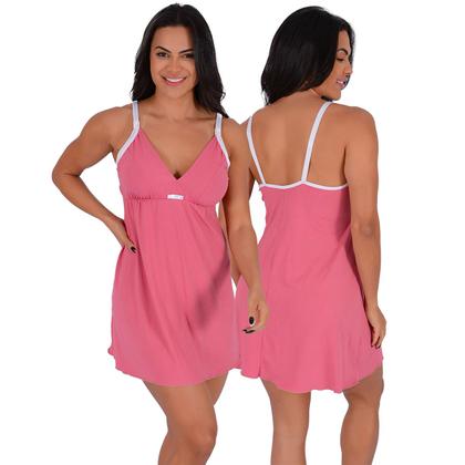 Imagem de Kit 2 Camisola Amamentação Suede Pós Parto Mamãe Bebê Fecho em Click