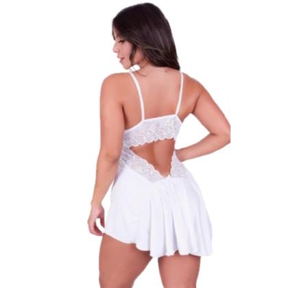 Imagem de Kit 2 Camisola Sensual Com Renda Feminina Decote Nas Costas Alças Ajustáveis Linha Noite Sem Bojo