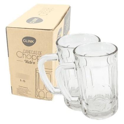 Imagem de Kit 2 Caneca de Chopp Vidro 400 ml  Conjunto Copo de Cerveja Beer