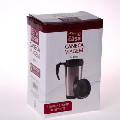 Kit 2 Caneca Termica Para Cafe Com Alça Inox Com Tampa Parede Dupla Cerveja 400ml - Bene Casa Imagem de Kit 2 Caneca Termica Para Cafe Com Alça Inox Com Tampa Parede Dupla Cerveja 400ml