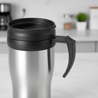 Imagem de Kit 2 Caneca Termica Para Cafe Com Alça Inox Com Tampa Parede Dupla Cerveja 400ml