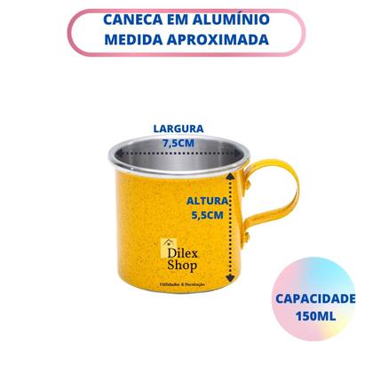 Imagem de Kit 2 Canecas Coloridas Xícaras Retrô Em Alumínio Café Chá