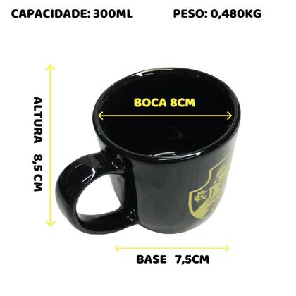 Imagem de Kit 2 Canecas Preta Xícara Porcelana Urban 300Ml Café Vasco