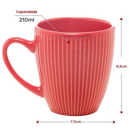 Imagem de Kit 2 Canecas Xícaras Cerâmica Roma Lyor 210ml Vermelho