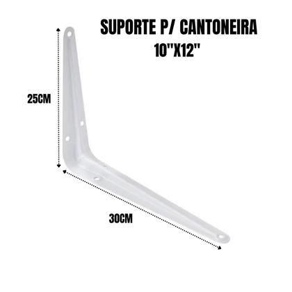 Imagem de Kit 2 Cantoneira Mão Francesa 25x30cm Branca Prateleira
