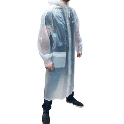 Imagem de Kit 2 Capa De Chuva Transparente Capuz Plus Size Tamanho G com bolso unissex resistente reutilizavel