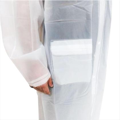 Imagem de Kit 2 Capa De Chuva Transparente Capuz Plus Size Tamanho G com bolso unissex resistente reutilizavel
