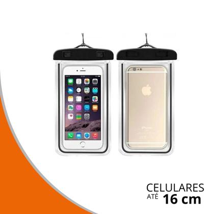 Imagem de Kit 2 Capa Prova D'água Celular Case Lacrada Chuva - Preto