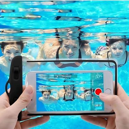 Imagem de Kit 2 Capa Prova D'água Celular Case Lacrada Chuva - Preto