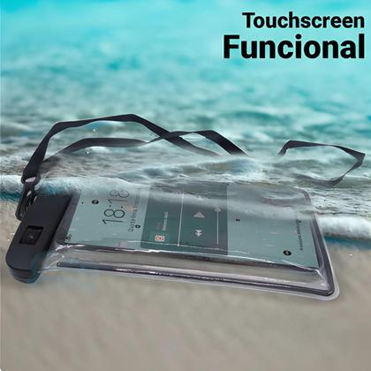 Imagem de Kit 2 Capa Prova D'água Celular Case Lacrada Chuva - Preto