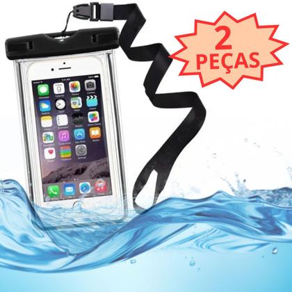 Imagem de Kit 2 Capa Prova D'água Celular Case Lacrada Chuva - Preto
