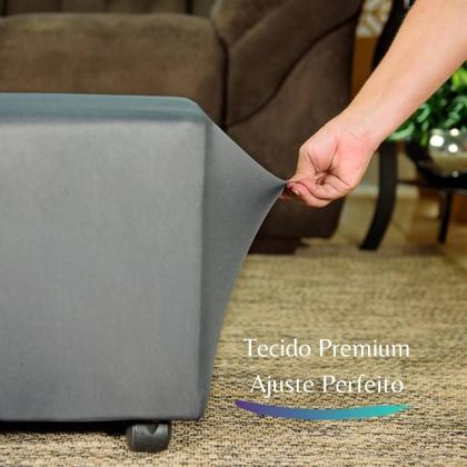 Imagem de Kit 2 Capa Puff Plus Quadrado Elastex Premium Cinza Escuro