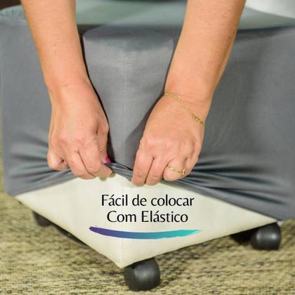 Imagem de Kit 2 Capa Puff Plus Quadrado Elastex Premium Cinza Escuro