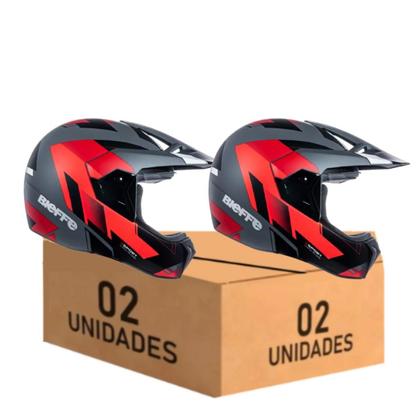 Imagem de Kit 2 Capacete Cross Bieffe 3 Sport Vermelho Dark