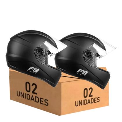 Imagem de Kit 2 Capacete Fly F9 Classic Preto Fosco