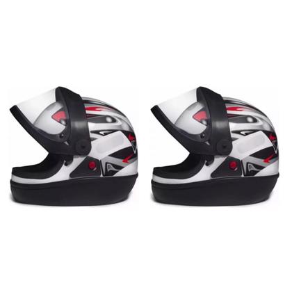 Imagem de Kit 2 Capacete San Marino Automático Grafic Branco Com Viseira Extra