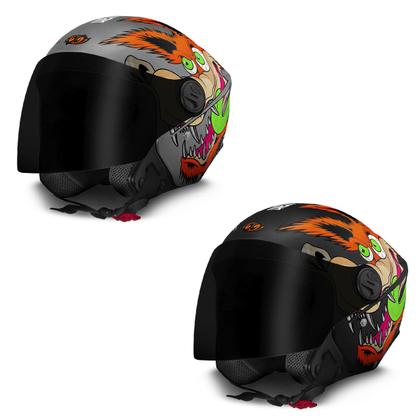 Imagem de Kit 2 Capacetes Abertos Pro Tork New Liberty 3 Coyote Fosco Viseira Fumê Feminino Masculino Moto