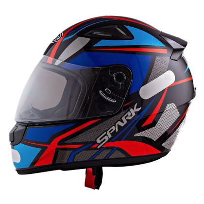 Imagem de Kit 2 Capacetes Ebf Spark Spider Azul Moto Fechado Masculino Feminino