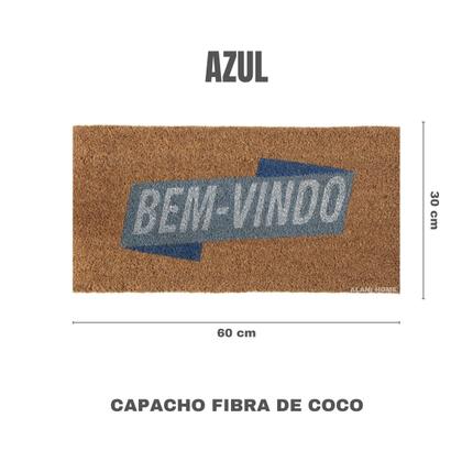 Imagem de Kit 2 Capacho Fibra Natural de Coco Bem Vindo Azul
