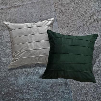 Imagem de Kit 2 Capas Almofada Veludo Drapeada Verde Com Areia 45x45