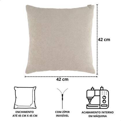 Imagem de Kit 2 Capas de Almofada Bouclé Deluxe com Zíper Invisível 42cm x 42cm Toque Extra Macio Areia