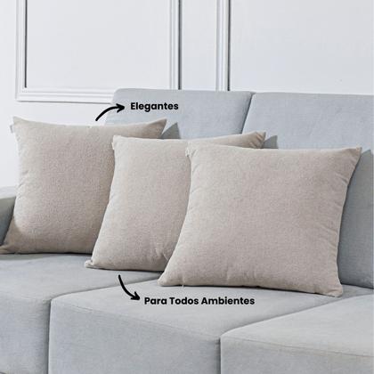 Imagem de Kit 2 Capas de Almofada Bouclé Deluxe com Zíper Invisível 42cm x 42cm Toque Extra Macio Areia