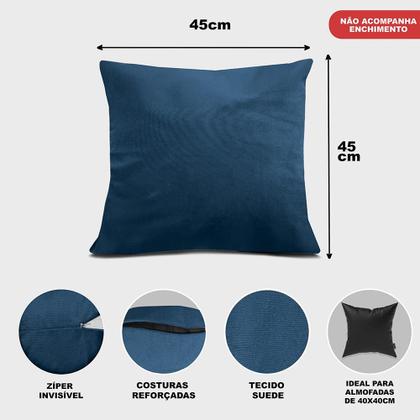 Imagem de Kit 2 Capas de Almofadas Velusoft Azul 45x45cm