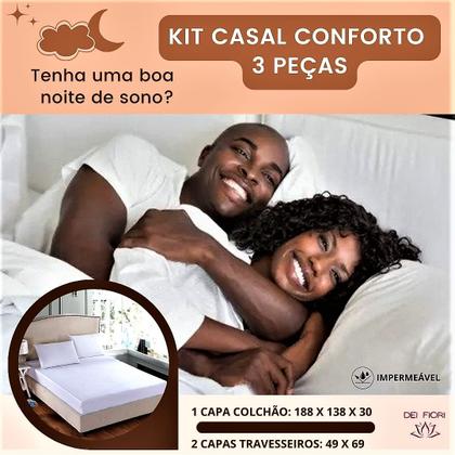 Imagem de Kit 2 Capas De Travesseiro + 1 Capa De Colchão Casal Branco