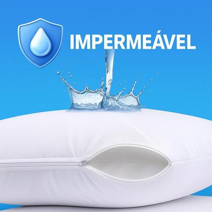 Imagem de Kit 2 Capas De Travesseiro Fronha Impermeável Silenciosa C/ Zíper Antialérgica Percal 200 Fios 100% Algodão