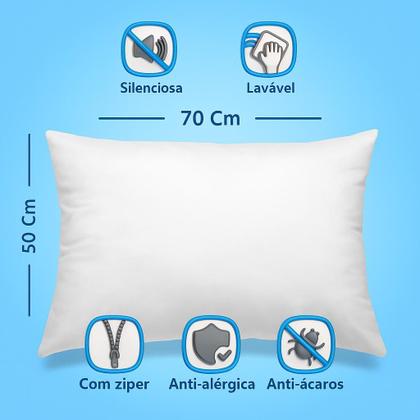 Imagem de Kit 2 Capas De Travesseiro Fronha Impermeável Silenciosa C/ Zíper Antialérgica Percal 200 Fios 100% Algodão