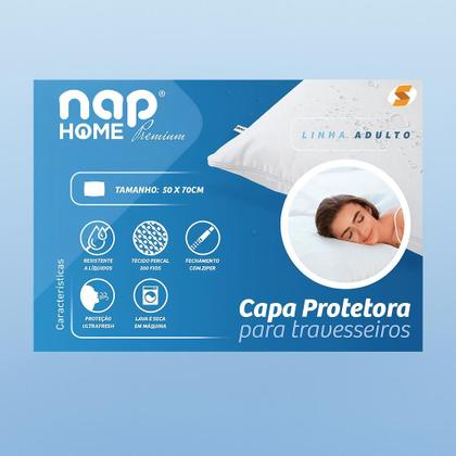 Imagem de Kit 2 Capas De Travesseiro Fronha Impermeável Silenciosa C/ Zíper Antialérgica Percal 200 Fios 100% Algodão