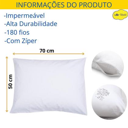 Imagem de Kit 2 Capas Fronha Protetora Para Travesseiro Impermeável