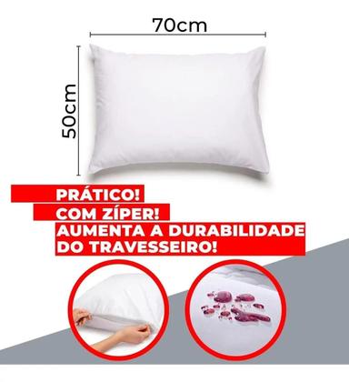Imagem de Kit 2 Capas Fronha Protetoras de Travesseiro 200 Fios 100% algodão hipoalergênico Com Zíper 50x70 - NAP