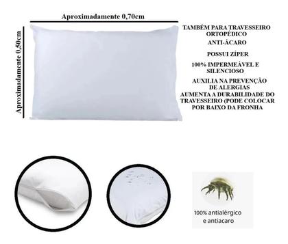 Imagem de Kit 2 Capas Fronha Protetoras de Travesseiro 200 Fios 100% algodão hipoalergênico Com Zíper 50x70 - NAP