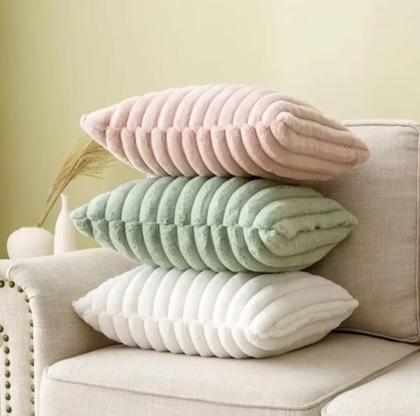 Imagem de Kit 2 Capas P/ Almofada Em Pelucia Wave Soft Canelada - 43x43 Cm