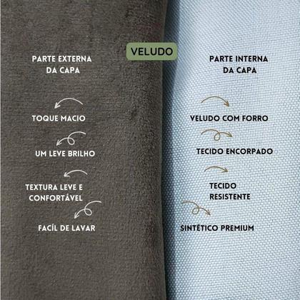 Imagem de Kit 2 Capas para Almofada Drapeada Line em Veludo 43x43 com Enchimento 50x50