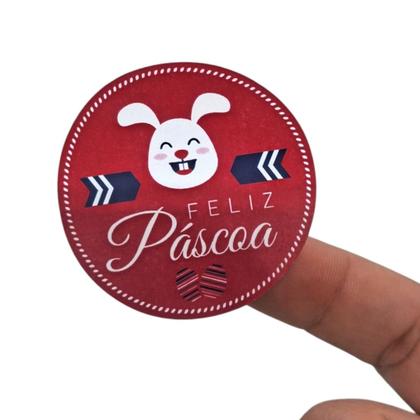 Imagem de Kit 2 Cartelas de Adesivos Feliz Páscoa Rosa e Branco 48 Uni