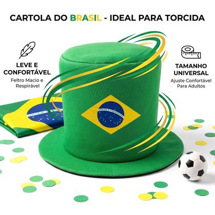 Imagem de Kit 2 Cartolas Com Bandeira Do Brasil Chapéu Para Torcedores Copa Do Mundo