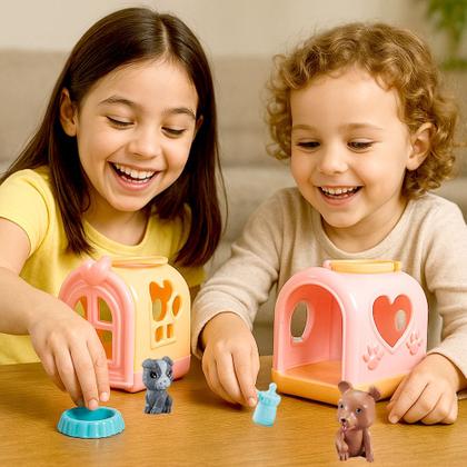 Imagem de Kit 2 Casinhas com Cachorrinhos e Acessórios Mini Casa PET