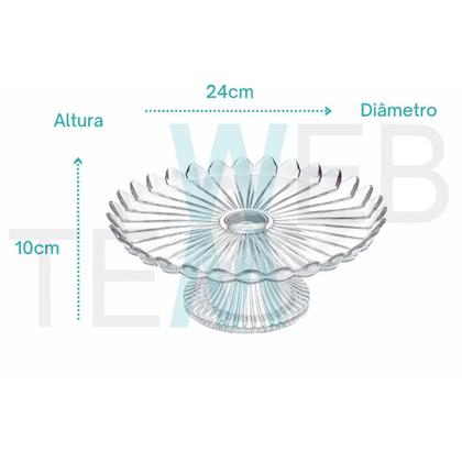 Imagem de Kit 2 Centros de Mesa Fruteira de Vidro Califórnia e 2 Pratos Para Bolo de Vidro com Pé Pétalas de Jasmin Vitazza: Suporte Para Bolo, Mesa Posta