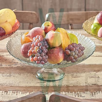 Imagem de Kit 2 Centros de Mesa Fruteira de Vidro com Pé Pluma Vitazza Decoração, Organização e Mesa Posta, com Toque Elegante, Praticidade Sustentável e Estilo