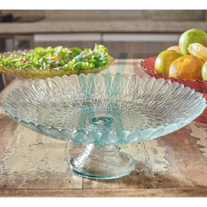 Imagem de Kit 2 Centros de Mesa Fruteira de Vidro com Pé Pluma Vitazza Decoração, Organização e Mesa Posta, com Toque Elegante, Praticidade Sustentável e Estilo
