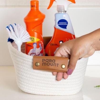 Imagem de Kit 2 Cesta Organizadora Multiuso Com Alça Cesto Decorativo Em Algodão 45x30 cm 22cm Altura 3 cores