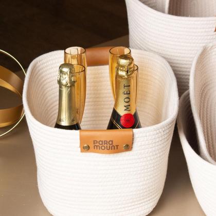 Imagem de Kit 2 Cesta Organizadora Multiuso Com Alça Cesto Decorativo Em Algodão 45x30 cm 22cm Altura 3 cores