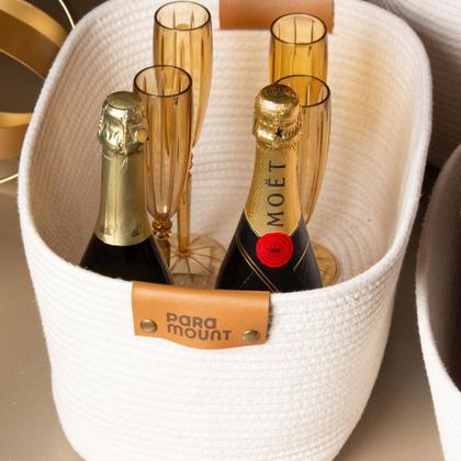 Imagem de Kit 2 Cesta Organizadora Multiuso Com Alça Cesto Decorativo Em Algodão 45x30 cm 22cm Altura 3 cores