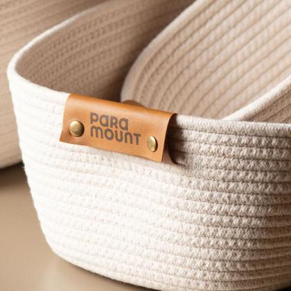 Imagem de Kit 2 Cesta Organizadora Multiuso Com Alça Cesto Decorativo Em Algodão 45x30 cm 22cm Altura 3 cores